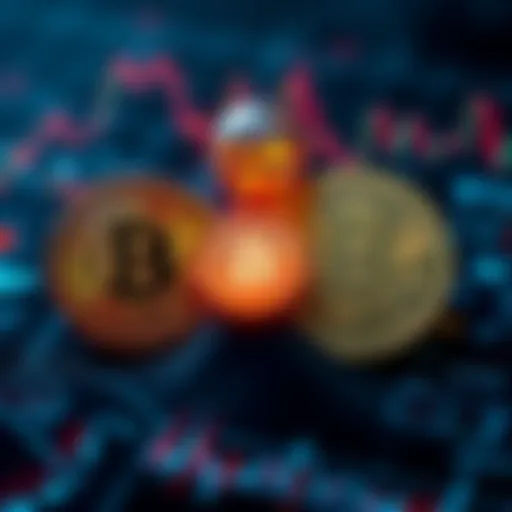 A visual comparison of Stablecoins and Bitcoin with distinct logos and graphics representing their differences
