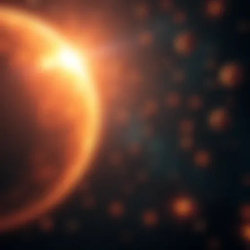 Representation of random stellar transactions occurring in a cosmic setting, depicting stars and energetic exchanges between them.
