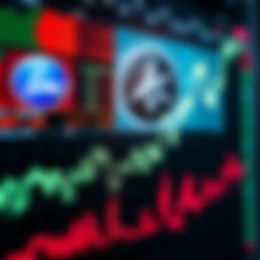 A stock market chart showing an upward trend with images of Boeing and Lockheed Martin logos in the background