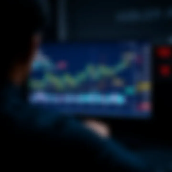 A person looking at a computer screen with cryptocurrency charts, emphasizing Bitcoin and stablecoins while ignoring outdated coins.