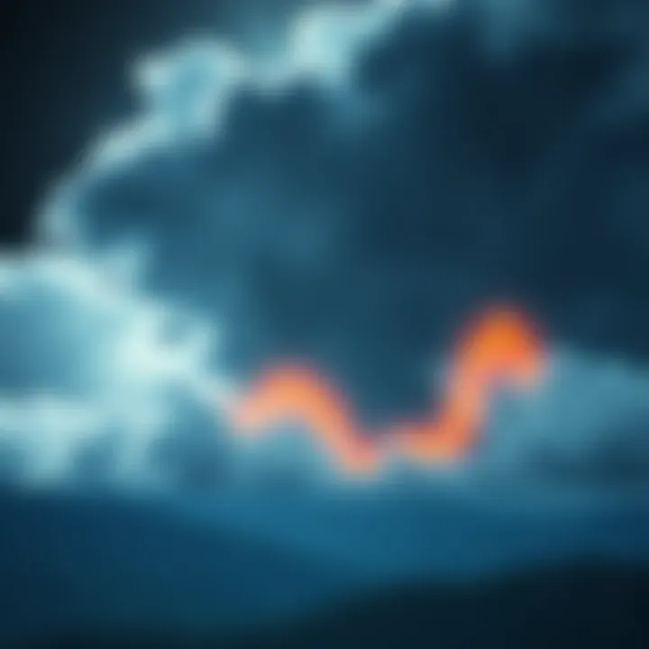 A graphic showing a downtrend in crypto prices with clouds and rain symbolizing market struggles, and a bright rainbow indicating hope for future recovery.