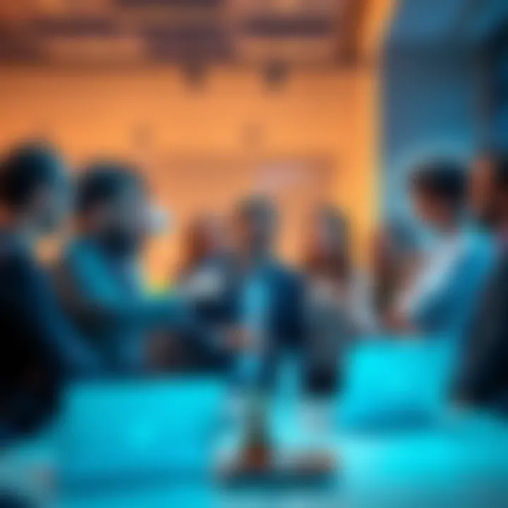 A group of diverse people brainstorming ideas for success in a modern office setting