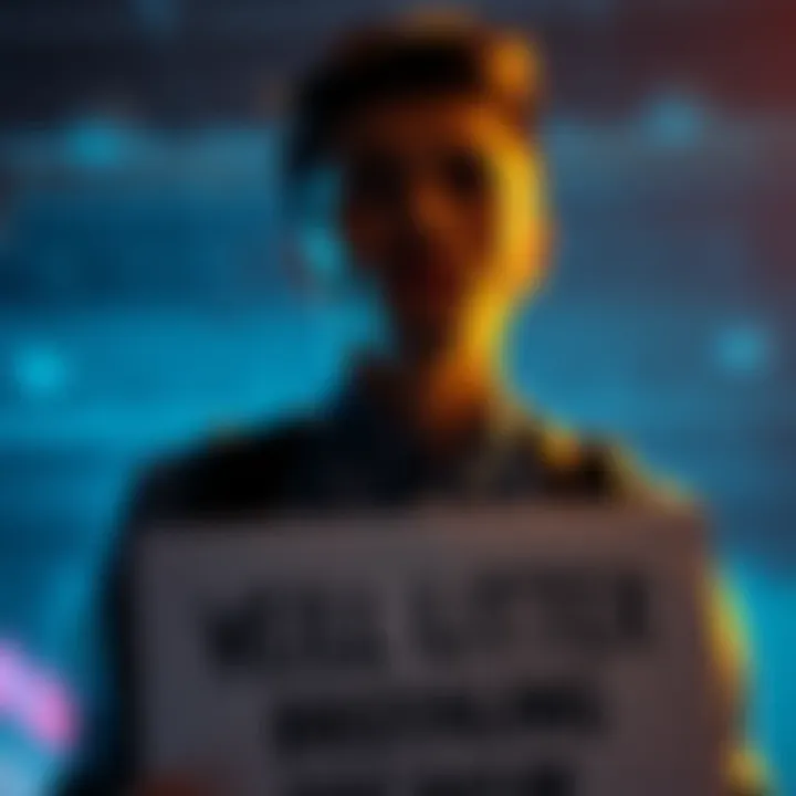 Individual looking hopeful while holding a sign asking for community support after a breakup and gambling loss