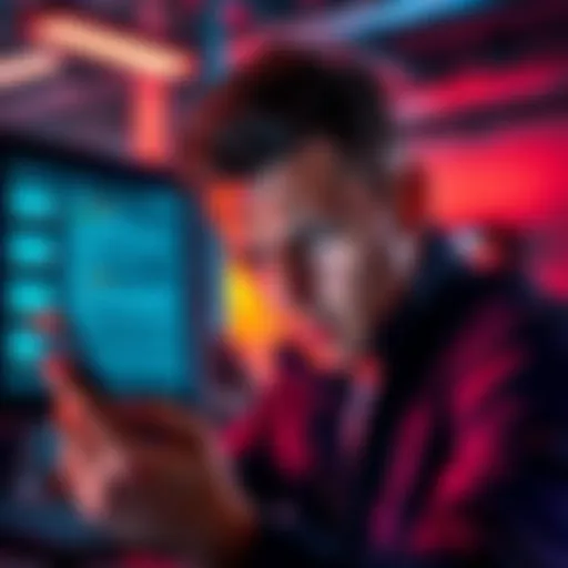 Frustrated person looking at a phone with error messages on the screen related to support chat failure