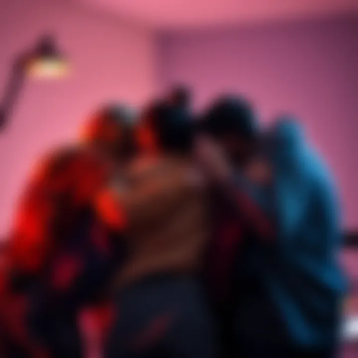 A group of friends comforting each other during a tough time, offering emotional support and hope.