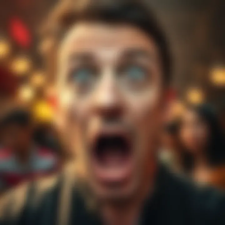 A person with wide eyes and an open mouth, expressing surprise in response to unexpected news or events.