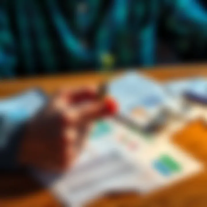 A person holding a plant symbolizing growth, with financial documents spread out on a table
