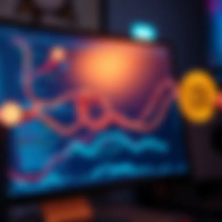 A computer screen displaying Bitcoin nodes with a focus on knots connections, symbolizing the transition for better blockchain security.