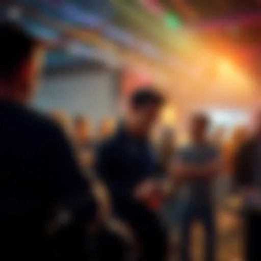 A group of tech enthusiasts gathered at a meetup sharing ideas and showcasing gadgets.