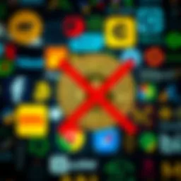 A collage of tech company logos with a Bitcoin symbol crossed out, signifying rejection of Bitcoin for treasury use.