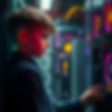 A 13-year-old boy in Norway looks at a Bitcoin mining machine, pondering the investment opportunity.