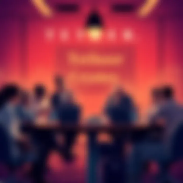 A worried group of people discussing at a table with laptops about Tether's financial stability and market risks.