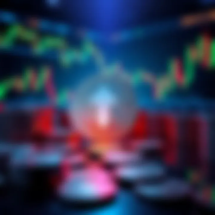 A representation of Tether minting $2 billion USDT, showing digital currency stacks and market charts in the background.