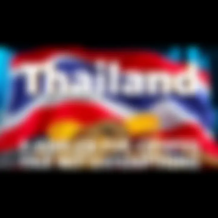 A graphic showing Thailand's flag and cryptocurrency symbols with a text overlay announcing a five-year tax exemption for crypto investments.