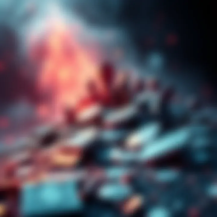 A visual representation of various digital tokens rising and then disappearing, symbolizing their brief success in the market.