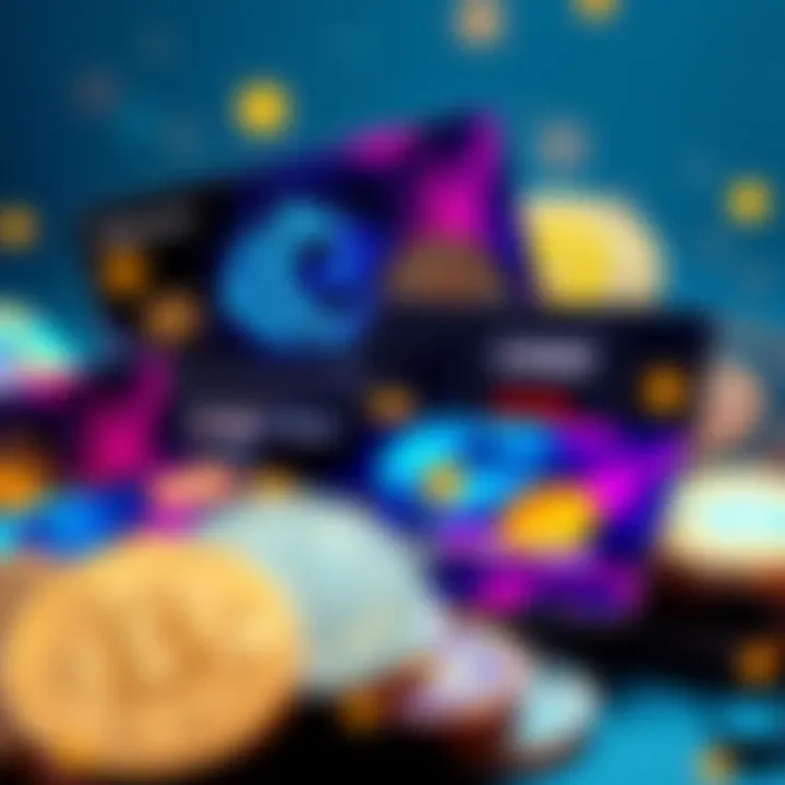 A collection of popular crypto cards showcasing their features and benefits, highlighting cashback and rewards
