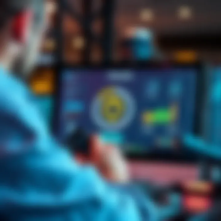 A person analyzing rewards on a computer screen showing amp and anvl icons.