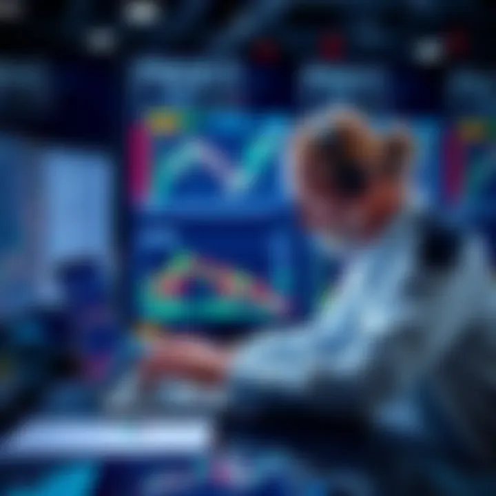 A trader looking at profit charts on a laptop, making decisions on trading strategies.
