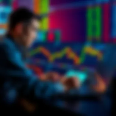 A trader reviewing profit charts on a laptop, considering when to take profits from trades.