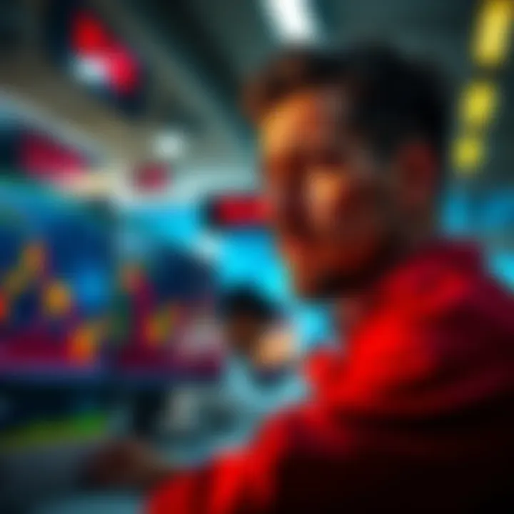 Trader experiencing loss A person looking at a stock market chart with a worried expression, showing signs of stress and frustration from trading losses.