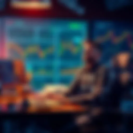A worried trader sitting at a desk surrounded by charts and a laptop, reflecting on their negative experience with a crypto exchange settlement.