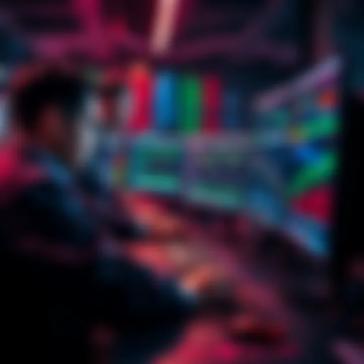 A group of traders studying charts and graphs on computers, highlighting market data and timing strategies in cryptocurrency trading.