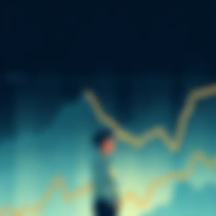 An illustration showing a graph with a downward trend and a person looking confused, representing the idea of buying high and selling low in trading.