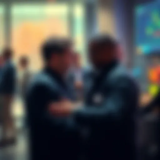 People engaging in conversation about trading strategies and ideas