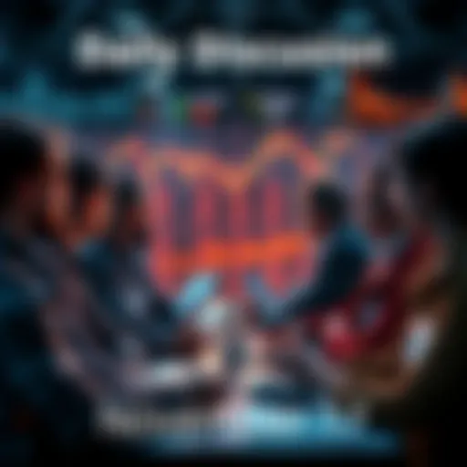 A group of people exchanging trading ideas and strategies