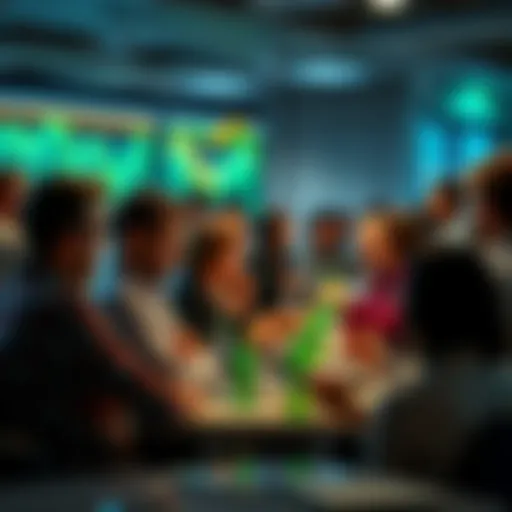 People engaging in a lively discussion about trading strategies and market trends in a forum setting.