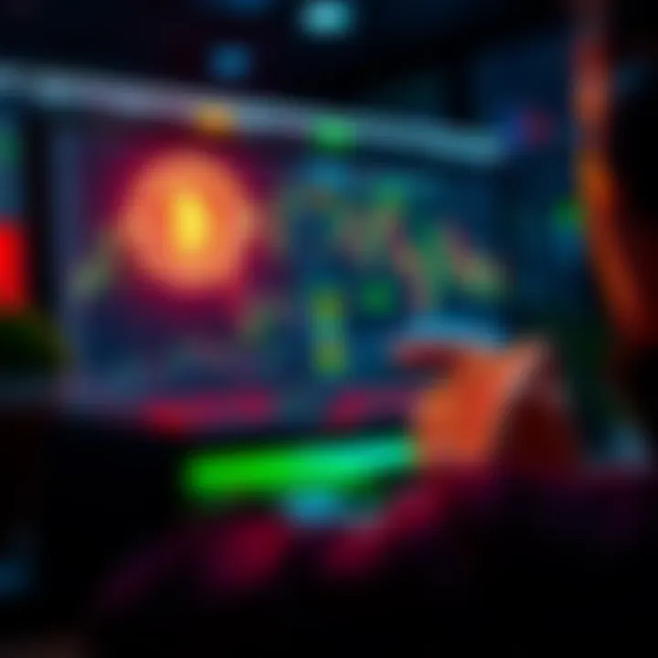 A person analyzing cryptocurrency trading on Pionex with charts and graphs on a computer screen.