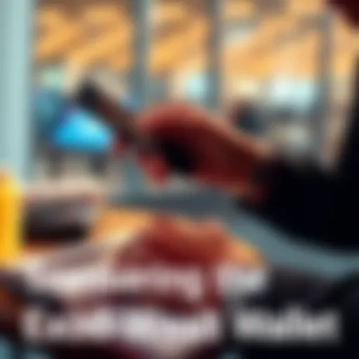 A person transferring their Exodus wallet to a new phone using a 12-word seed phrase, with a smartphone and a notebook visible.