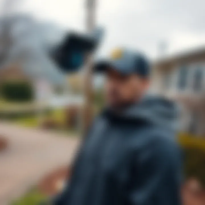 A man is seen on surveillance footage trespassing on private property with a no trespassing sign visible in the background