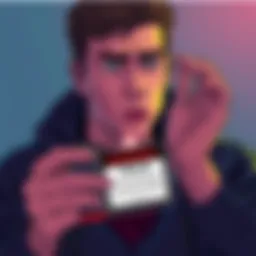 Illustration showing a person looking concerned while holding a Trezor device with a warning sign about a fake firmware update