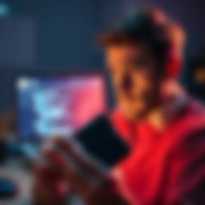A person holding a Ledger Nano X wallet, looking frustrated, with a laptop displaying troubleshooting tips in the background.