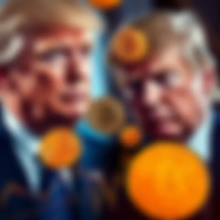 Donald Trump Jr. and Eric Trump with Bitcoin symbols and a graph showing their investments