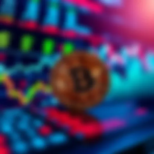 A graphical representation of Trump Coin with rising price charts and dollar signs in the background