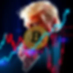 Graph showing Bitcoin dominance rising while altcoins drop, with Donald Trump's image in the background