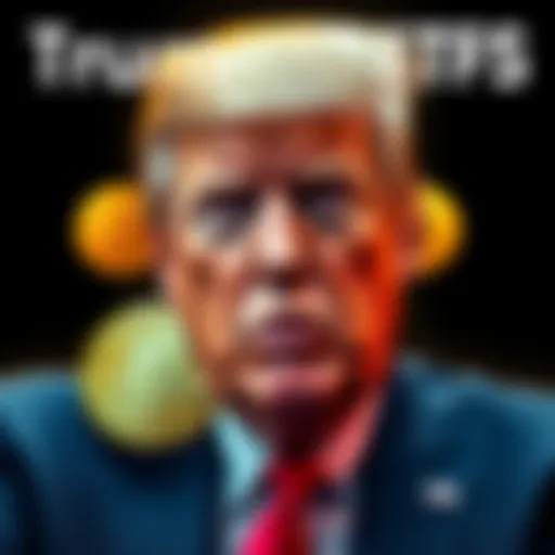 Graphic showing President Trump with Bitcoin and Ethereum symbols, indicating the partnership for new ETFs