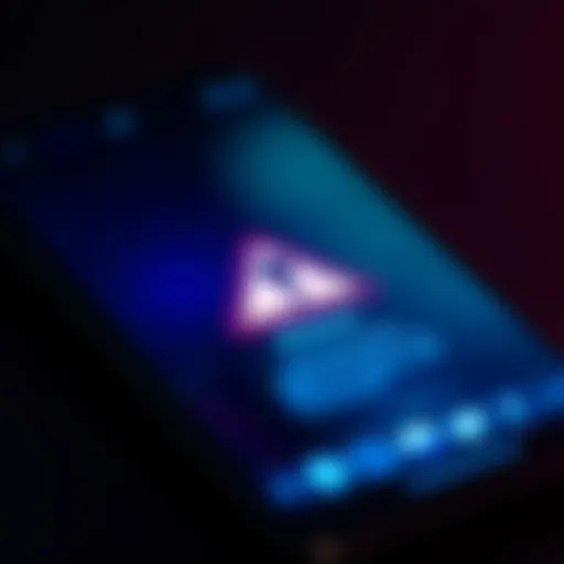 A Trust Wallet app on a smartphone screen with a warning sign, representing a security breach and stolen funds.