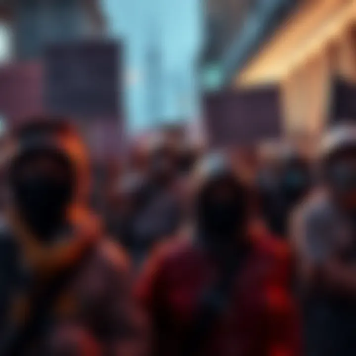 Protesters express discontent with Ubisoft's role in the Council, holding signs demanding accountability.