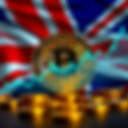 A graphic showing a Bitcoin symbol with a backdrop of the U.K. flag and a financial chart indicating uncertainty.