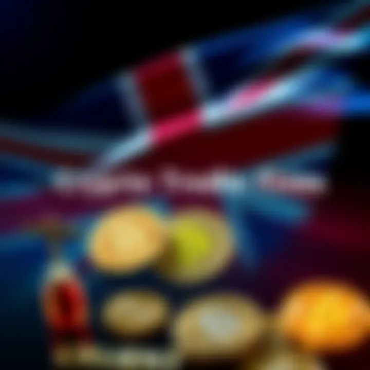 Graphic showing a UK flag along with cryptocurrency symbols, depicting a warning about fines for traders