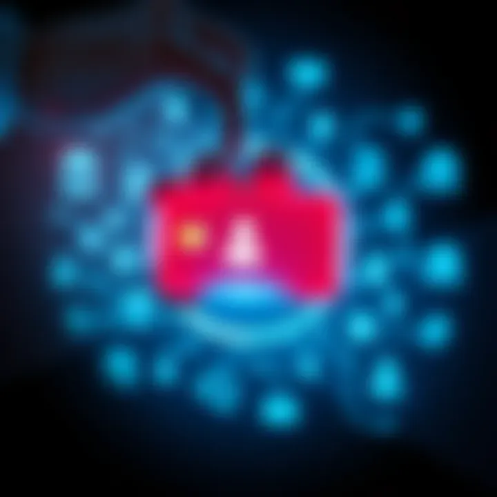 A graphic showing a person's hand holding a digital ID card with bank icons in the background, symbolizing control and identity in banking.