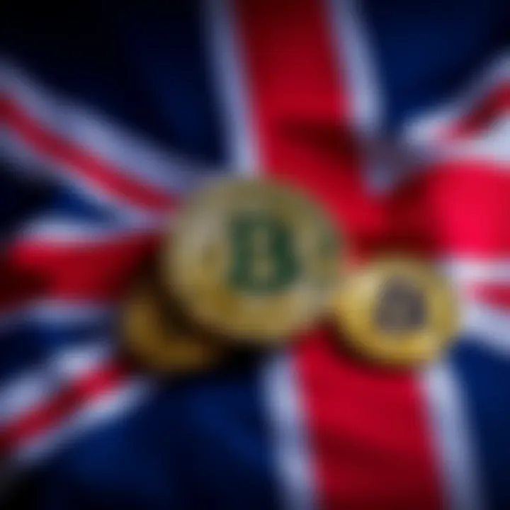 A visual representation of the UK flag alongside Bitcoin symbols, highlighting the government's plan to keep seized cryptocurrency