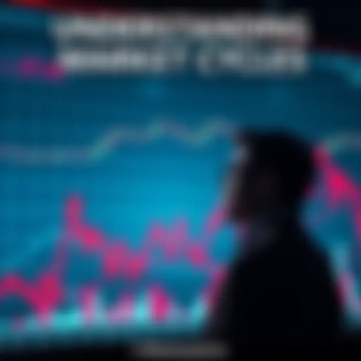 A stock market graph showing peaks and valleys, with a person analyzing it thoughtfully.