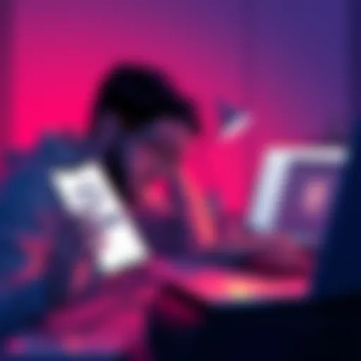 A user frustrated with the Loopring app trying to unstake their LRC, showing a phone displaying the app interface and a nearby laptop with Discord open, seeking community support.
