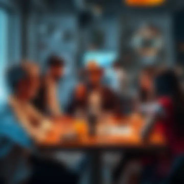 A diverse group of people gathered around a table, discussing future trends and developments for 2025.