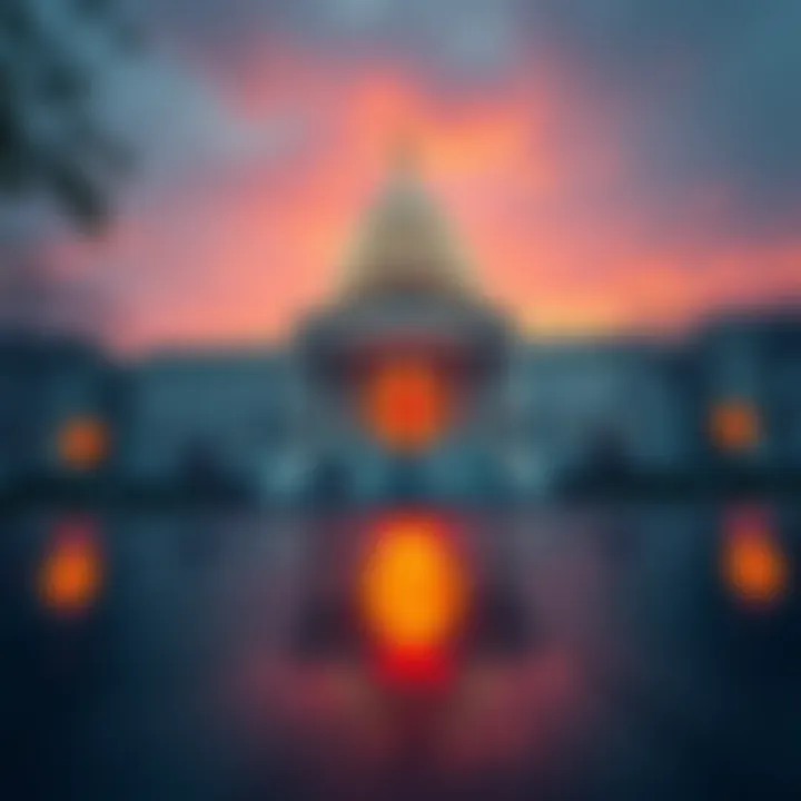 A visual representation of the US government reopening with Bitcoin symbols reflecting market changes and economic impacts.