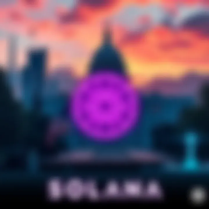 A visual representation showing the US government building with a Solana logo in the foreground, symbolizing government action against the crypto platform.